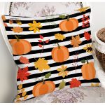 - 8617 - Realhomes Beyaz Zemin Üzerinde Siyah Çizgili Bal Kabağı Desenli Yastık Kırlent Kılıfı Realhomes