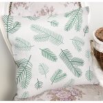 Beyaz Zemin Üzerinde Yaprak Desenli Dijital Baskılı Modern Yastık Kırlent Kılıfı Realhomes