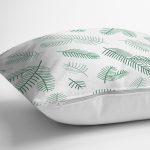 Beyaz Zemin Üzerinde Yaprak Desenli Dijital Baskılı Modern Yastık Kırlent Kılıfı Realhomes