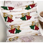 - 8620 - Realhomes Beyaz Zeminli Ekoseli Çan Desenli Dijital Baskılı Modern Yastık Kırlent Kılıfı Realhomes