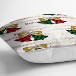 - 8620 - Realhomes Beyaz Zeminli Ekoseli Çan Desenli Dijital Baskılı Modern Yastık Kırlent Kılıfı Realhomes