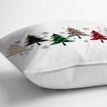 Beyaz Zemin Üzerinde Ekoseli Çamağacı Desenli Dijital Baskılı Modern Yastık Kılıfı Realhomes