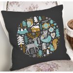 - 8622 - Realhomes Pastel Zemin Üzerinde Yılbaşı Desenli Dijital Baskılı Modern Yastık Kırlent Kılıfı Realhomes