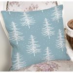 - 8631 - Realhomes Renkli Zemin Üzerinde Beyaz Çam Ağacı Desenli Dijital Baskılı Modern Yastık Kılıfı Realhomes