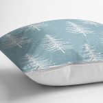 - 8631 - Realhomes Renkli Zemin Üzerinde Beyaz Çam Ağacı Desenli Dijital Baskılı Modern Yastık Kılıfı Realhomes