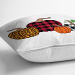 Beyaz Zemin Üzerinde Ekoseli Balkabakları Yastık Kırlent Kılıfı Realhomes