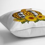 - 8637 - Realhomes Beyaz Emin Üzerinde Ayçiçek Desenli Balkabağı Dijital Baskılı Modern Yastık Kılıfı Realhomes