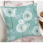 - 8644 - Realhomes Pastel Zemin Üzerinde Beyaz Çiçek Desenli Yastık Kırlent Kılıfı Realhomes