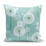 - 8644 - Realhomes Pastel Zemin Üzerinde Beyaz Çiçek Desenli Yastık Kırlent Kılıfı Realhomes