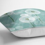 - 8644 - Realhomes Pastel Zemin Üzerinde Beyaz Çiçek Desenli Yastık Kırlent Kılıfı Realhomes