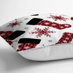 - 8647 - Realhomes Beyaz Zemin Üzerinde Ekoseli Kartanesi Desenli Modern Yastık Kırlent Kılıfı Realhomes