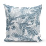 Beyaz Zemin Üzerinde Renkli Çam Yaprağı Desenli Modern Yastık Kırlent Kılıfı Realhomes