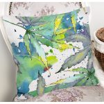 Beyaz Zeminli Renkli Yaprak Desenli Dijital Baskılı Modern Yastık Kırlent Kılıfı Realhomes