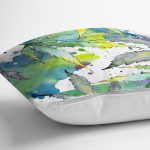 Beyaz Zeminli Renkli Yaprak Desenli Dijital Baskılı Modern Yastık Kırlent Kılıfı Realhomes