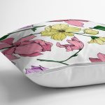 Beyaz Zemin Üzerinde Rengarenk Çiçek Desenli Yastık Kırlent Kılıfı Realhomes