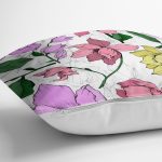 Beyaz Zemin Üzerinde Rengarenk Çiçek Desenli Yastık Kırlent Kılıfı Realhomes