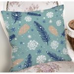 Renkli Zemin Üzerinde Çam Yaprağı Desenli Kartanesi Motifli Yastık Kırlent Kılıfı Realhomes