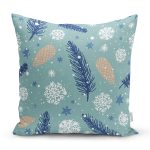 Renkli Zemin Üzerinde Çam Yaprağı Desenli Kartanesi Motifli Yastık Kırlent Kılıfı Realhomes