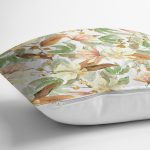 Beyaz Zeminli Sonbahar Yaprak Desenli Dijital Baskılı Modern Yastık Kırlent Kılıfı Realhomes