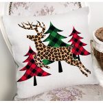 Beyaz Zemin Üzerinde Ekoseli Çamağacı Desenli Dijital Baskılı Modern Yastık Kılıfı Realhomes