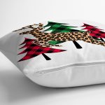 Beyaz Zemin Üzerinde Ekoseli Çamağacı Desenli Dijital Baskılı Modern Yastık Kılıfı Realhomes