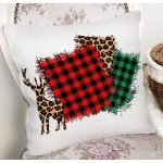 - 8662 - Realhomes Beyaz Zeminli Ekoseli Kumaş Desenli Dijital Baskılı Modern Yastık Kırlent Kılıfı Realhomes