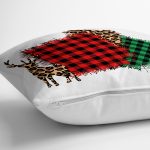 - 8662 - Realhomes Beyaz Zeminli Ekoseli Kumaş Desenli Dijital Baskılı Modern Yastık Kırlent Kılıfı Realhomes