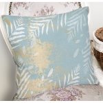Renkli Zemin Üzerinde Yaprak Desenli Mermer Motifli Yastık Kırlent Kılıfı Realhomes