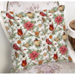 - 8666 - Realhomes  Beyaz Zemin Üzerinde Çiçek Desenli Dijital Baskılı Modern Yastık Kırlent Kılıfı Realhomes
