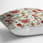 - 8666 - Realhomes  Beyaz Zemin Üzerinde Çiçek Desenli Dijital Baskılı Modern Yastık Kırlent Kılıfı Realhomes