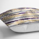 Beyaz Zemin Üzerinde Renkli Çizgili Yaprak Desenli Modern Yastık Kırlent Kılıfı Realhomes