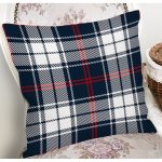 - 8669 - Realhomes Beyaz Zemin Üzerinde Renkli Ekose Desenli Yastık Kırlent Kılıfı Realhomes