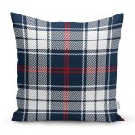 - 8669 - Realhomes Beyaz Zemin Üzerinde Renkli Ekose Desenli Yastık Kırlent Kılıfı Realhomes