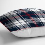 - 8669 - Realhomes Beyaz Zemin Üzerinde Renkli Ekose Desenli Yastık Kırlent Kılıfı Realhomes