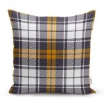 - 8670 - Realhomes Beyaz Zemin Üzerinde Renkli Ekose Desenli Yastık Kırlent Kılıfı Realhomes