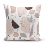 Beyaz Zemin Üzerinde Soft Renkli Yaprak Motifli Modern Yastık Kırlent Kılıfı Realhomes