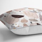 Beyaz Zemin Üzerinde Soft Renkli Yaprak Motifli Modern Yastık Kırlent Kılıfı Realhomes