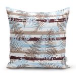 Beyaz Zeminli Renkli Yaprak Desenli Dijital Baskılı Modern Yastık Kırlent Kılıfı Realhomes