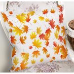 - 8676 - Realhomes Beyaz Zeminli Sonbahar Yaprak Desenli Dijital Baskılı Modern Yastık Kırlent Kılıfı Realhomes