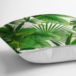 - 8681 - Realhomes Beyaz Zemin Üzerinde Yeşil Yaprak Desenli Yastık Kırlent Kılıfı Realhomes