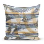 Beyaz Zeminli Renkli Yaprak Desenli Dijital Baskılı Modern Yastık Kırlent Kılıfı Realhomes