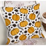 - 8686 - Realhomes Beyaz Zemin Üzerinde Renkli Balkabağı Desenli Dijital Baskılı Modern Yastık Kılıfı Realhomes