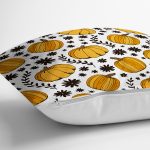 - 8686 - Realhomes Beyaz Zemin Üzerinde Renkli Balkabağı Desenli Dijital Baskılı Modern Yastık Kılıfı Realhomes