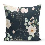 - 8687 - Realhomes Rengarenk Zemin Üzerinde Beyaz Çiçek Desenli Yastık Kırlent Kılıfı Realhomes