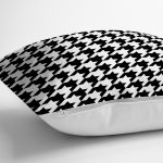 Beyaz Zeminli Siyah Ekose Desenli Dijital Baskılı Modern Yastık Kırlent Kılıfı Realhomes