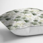 Beyaz Zemin Üzerinde Yeşil Çamağacı Yaprak Desenli Modern Yastık Kırlent Kılıfı Realhomes