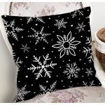 - 8691 - Realhomes Siyah Zeminli Beyaz Kartanesi Desenli Dijital Baskılı Modern Yastık Kırlent Kılıfı Realhomes