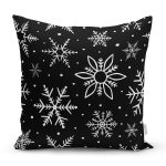 - 8691 - Realhomes Siyah Zeminli Beyaz Kartanesi Desenli Dijital Baskılı Modern Yastık Kırlent Kılıfı Realhomes