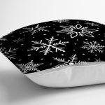 - 8691 - Realhomes Siyah Zeminli Beyaz Kartanesi Desenli Dijital Baskılı Modern Yastık Kırlent Kılıfı Realhomes