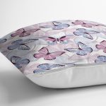 - 8695 - Realhomes Beyaz Zeminli Renkli Kelebek Desenli Dijital Baskılı Modern Yastık Kırlent Kılıfı Realhomes